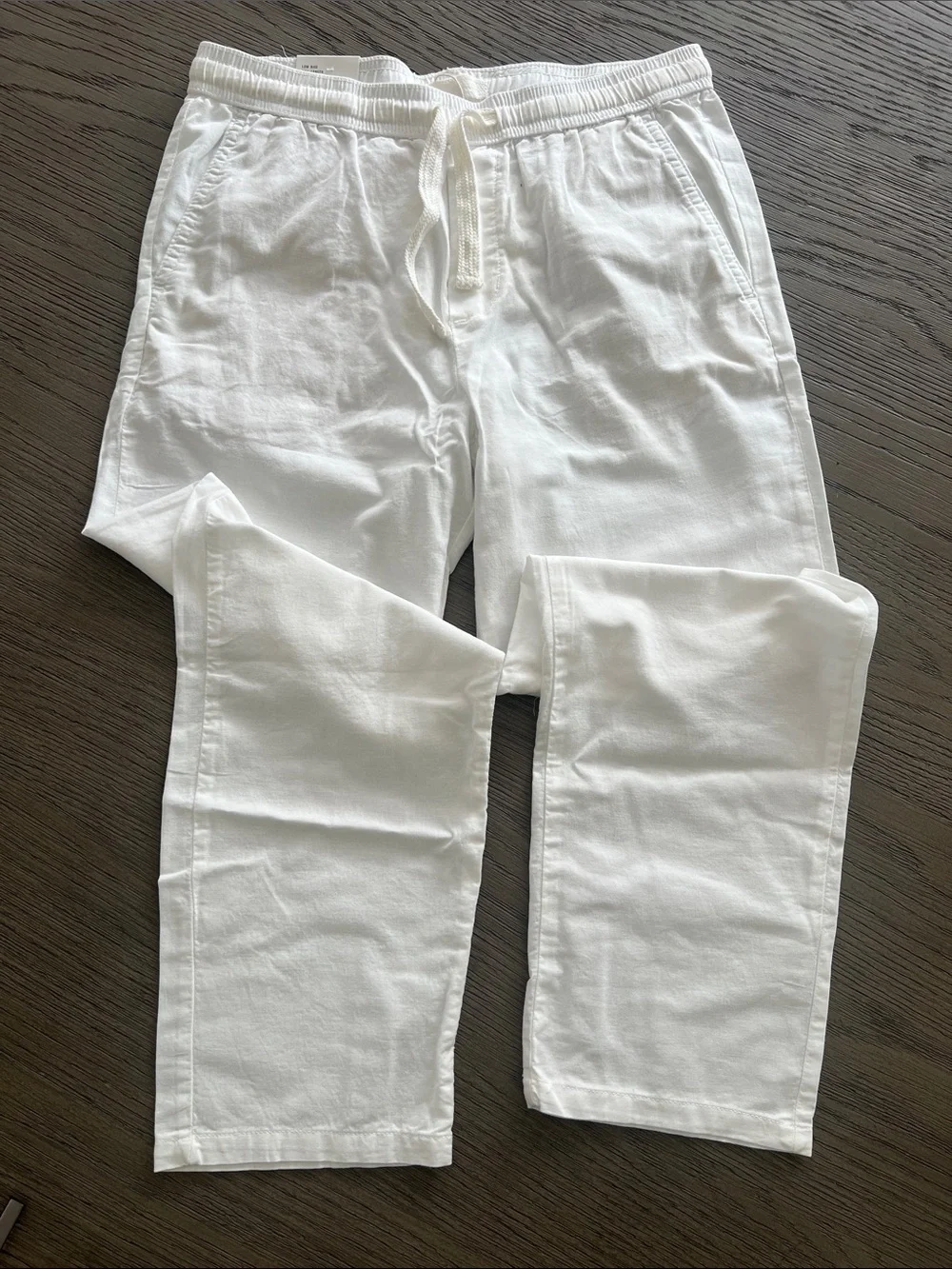 Zara Men's Relaxed Fit Cotton - Linen Pants Oyster White Medium